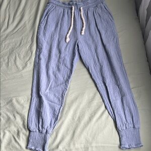 Blue Beachy Pants with Elastic Waistband